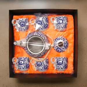 Blue Dragon Porcelain Tea Set - One Teapot and Six Cups