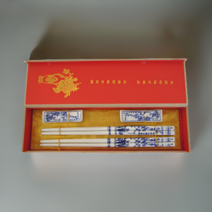 Enflowering Plums – Two Pairs of Blue Porcelain Chopsticks Gift Set