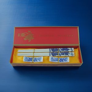 A Fishy Affair - Two Pairs of Blue Porcelain Chopsticks Gift Set