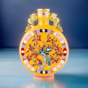 Blossoming Lovebirds Small Cloisonne Vase