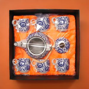 Blue Dragon Porcelain Tea Set - One Teapot and Six Cups