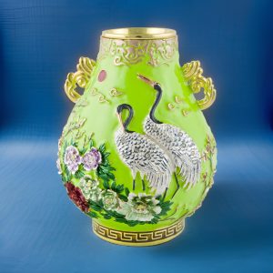 Crane's Peony Blossoms Small Cloisonne JingTaiLan Vase
