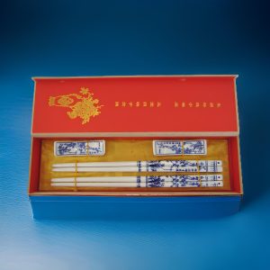 Enflowering Plums – Two Pairs of Blue Porcelain Chopsticks Gift Set