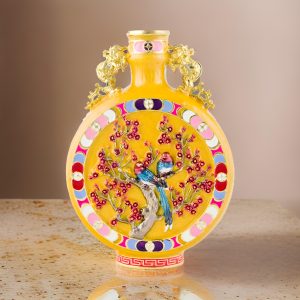 Blossoming Lovebirds Small Cloisonne Vase