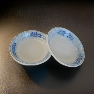 Sky Blue Flowers White Porcelain Dishes - Four Dishes