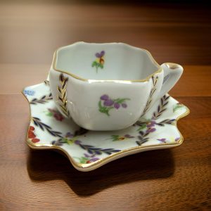 Summer Flowers Maze Porcelain Cup with Small Plate