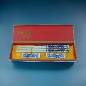 A Fishy Affair - Two Pairs of Blue Porcelain Chopsticks Gift Set