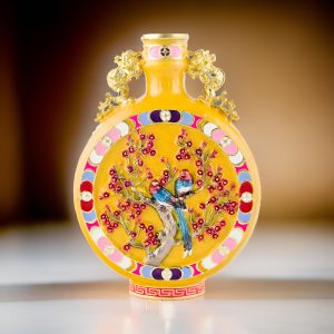 Blossoming Lovebirds Small Cloisonne Vase