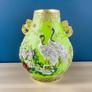 Crane's Peony Blossoms Small Cloisonne JingTaiLan Vase