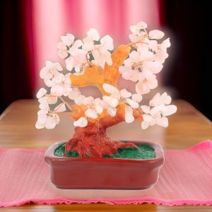Lovebird Rose Quartz Crystal Gemstone Tree