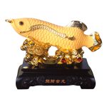 Elegant Golden Arowana Fish Figurine