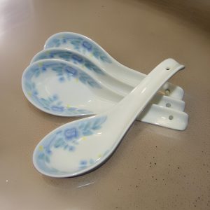Sky Blue Flowers White Porcelain Spoons